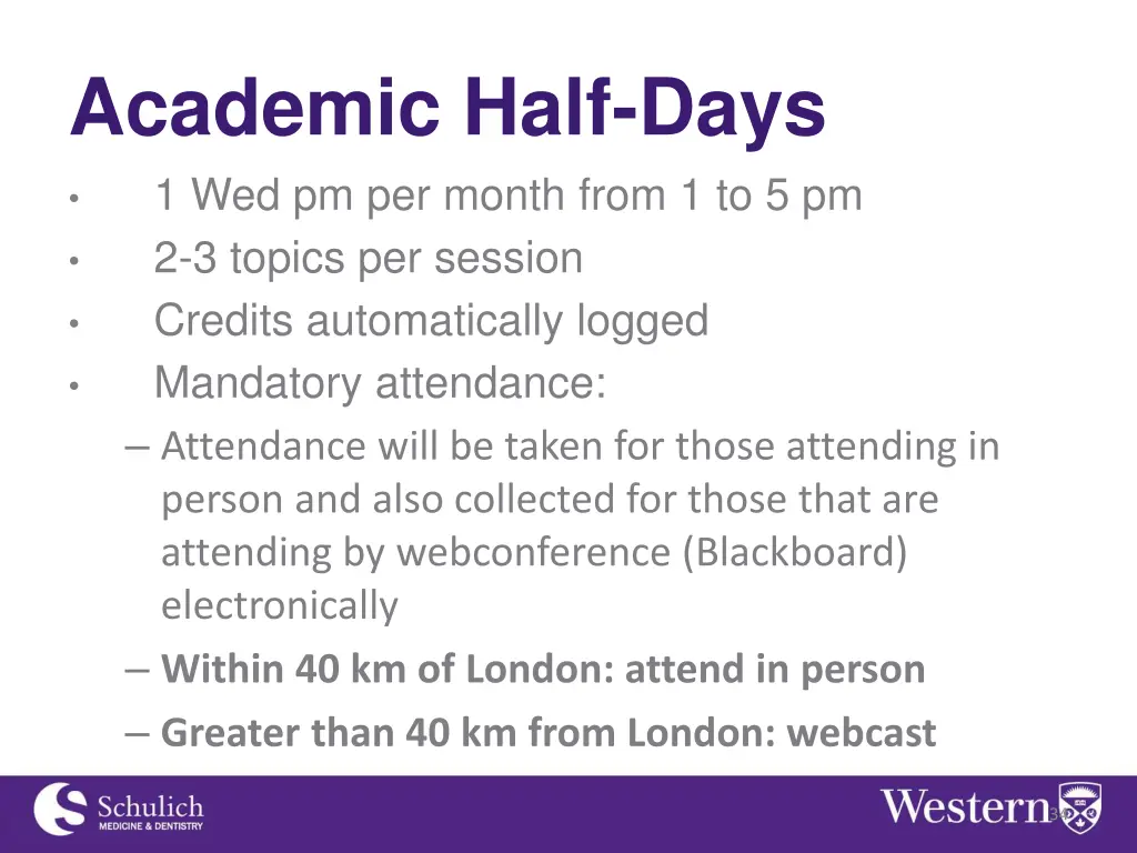 academic half days 1 wed pm per month from