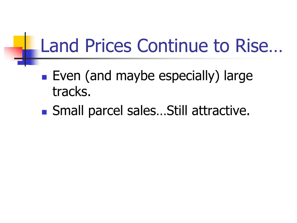 land prices continue to rise