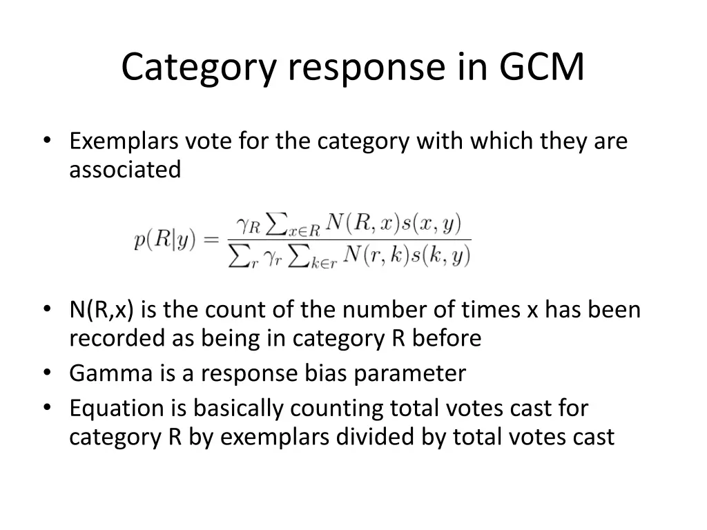 category response in gcm