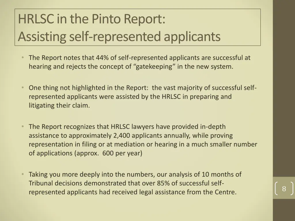 hrlsc in the pinto report assisting self