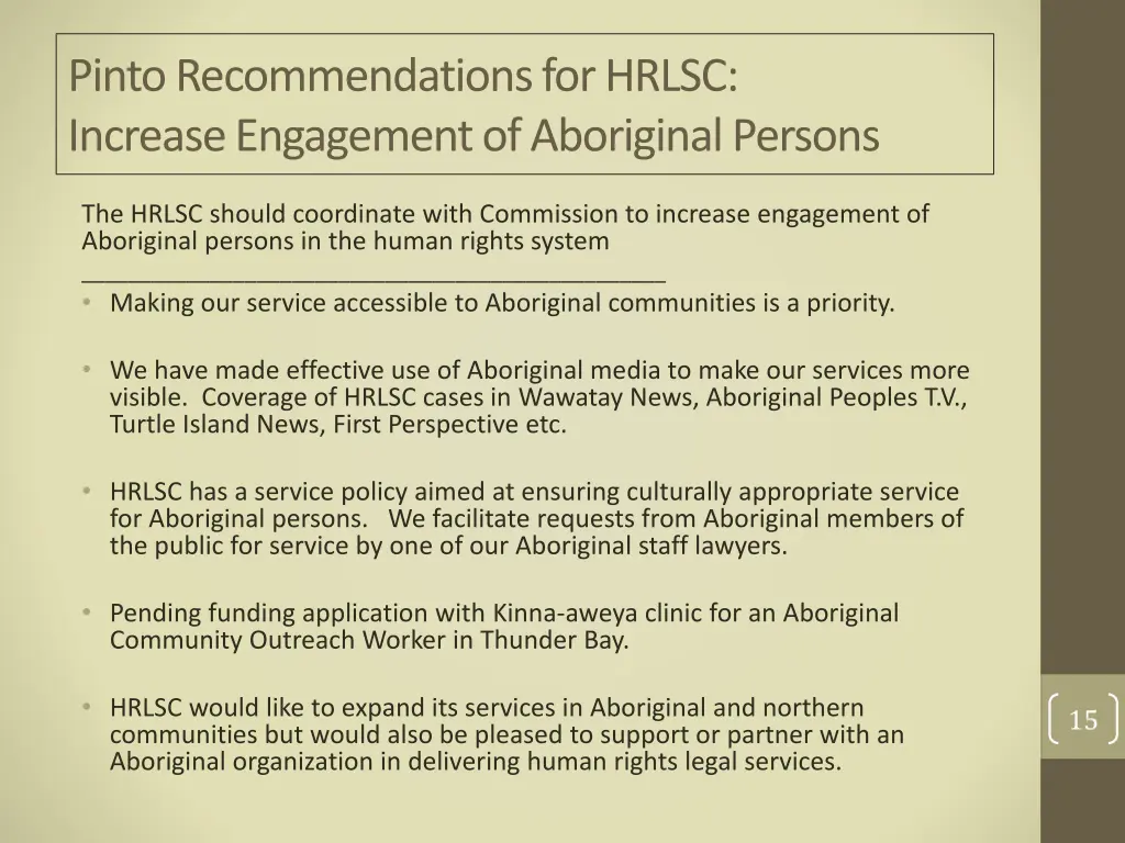 pinto recommendations for hrlsc increase