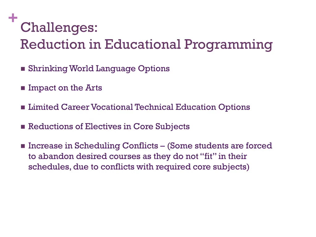 challenges reduction in educational programming