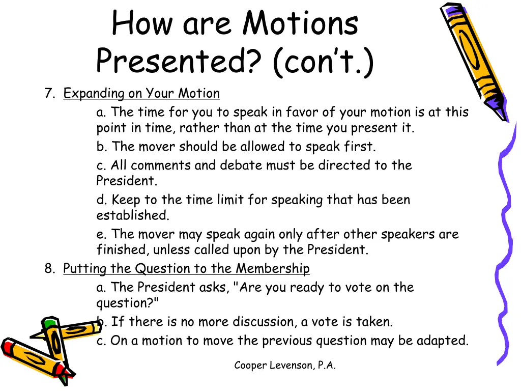 how are motions presented con t 7 expanding