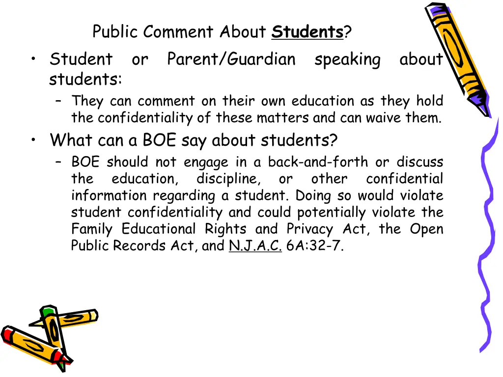 public comment about students student or parent