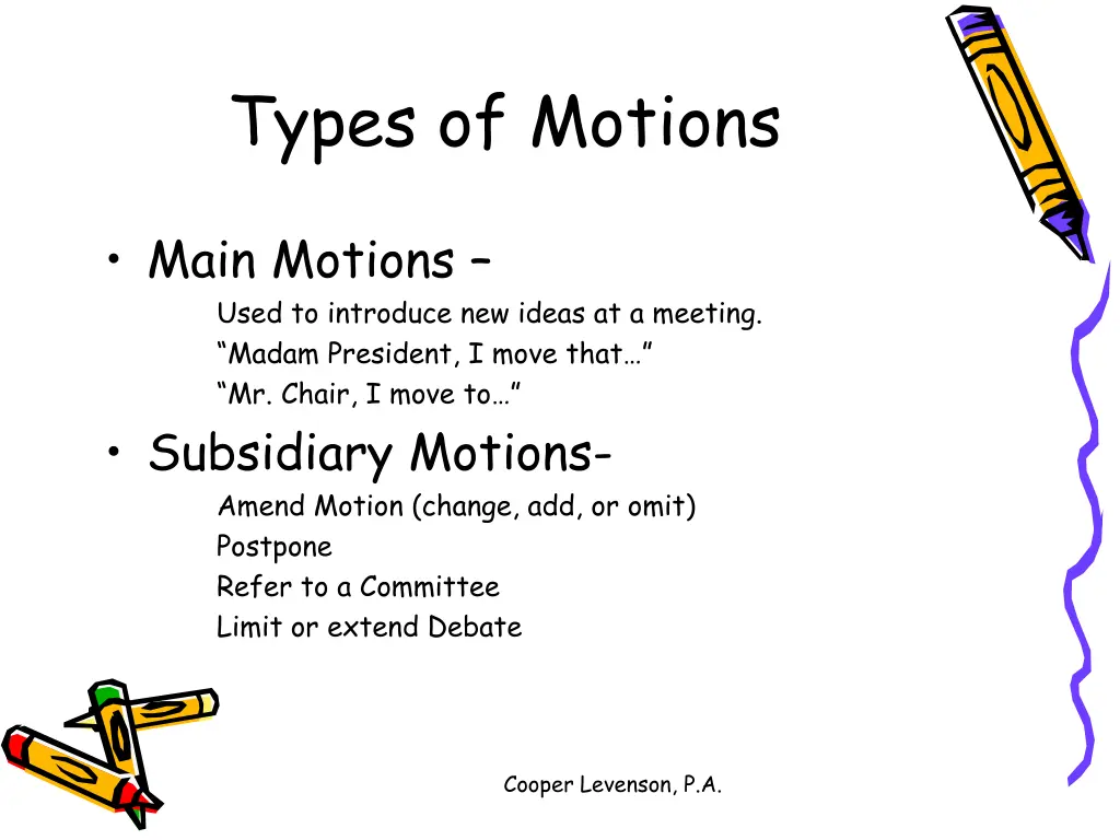 types of motions