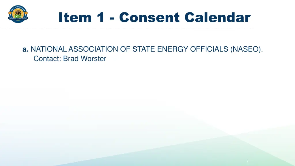 item 1 consent calendar