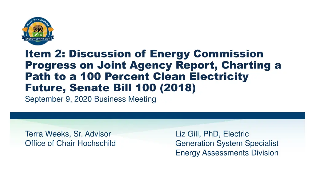 item 2 discussion of energy commission progress