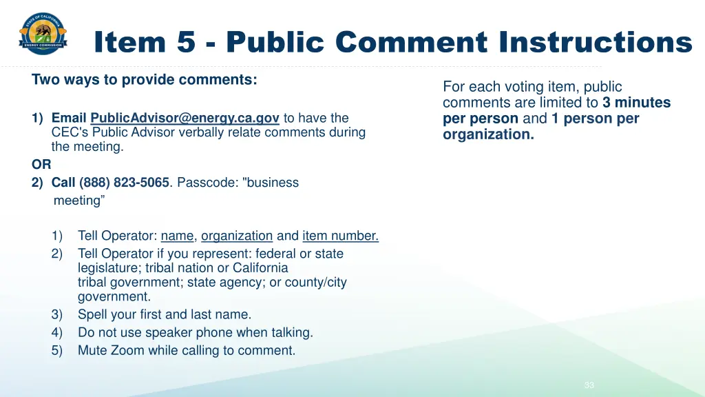 item 5 public comment instructions