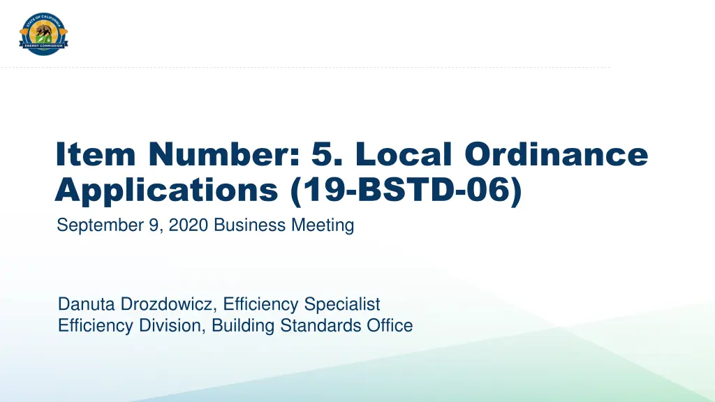 item number 5 local ordinance applications