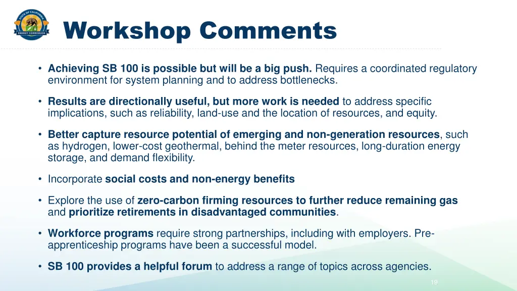 workshop comments