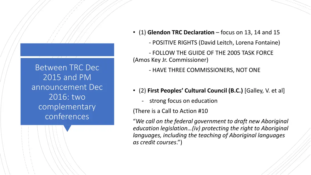 1 glendon trc declaration focus on 13 14 and 15