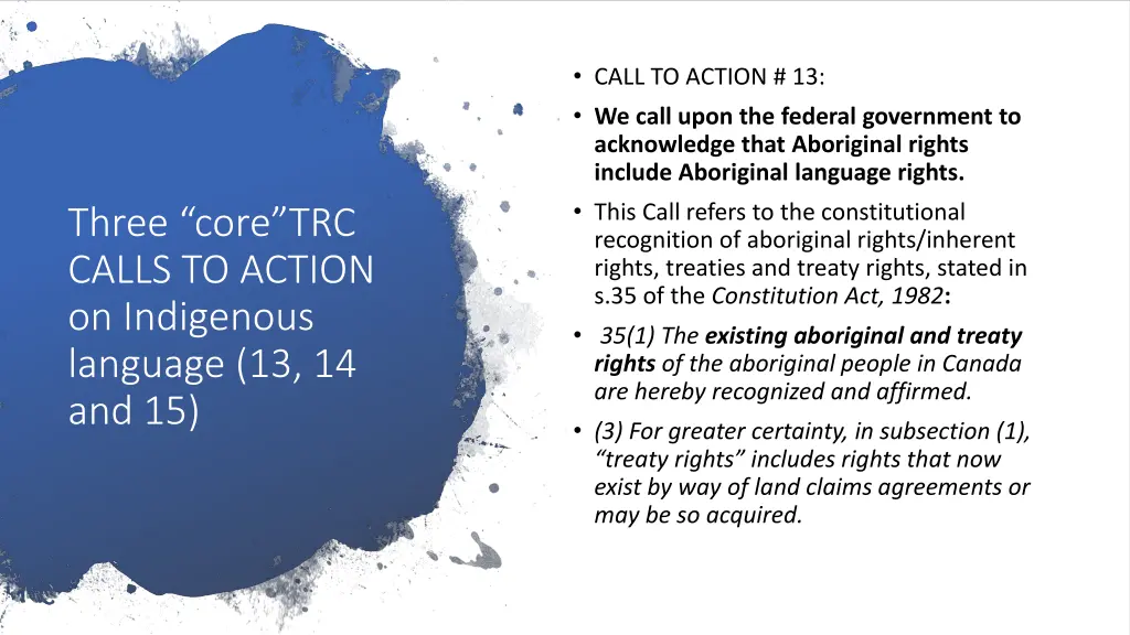 call to action 13 we call upon the federal