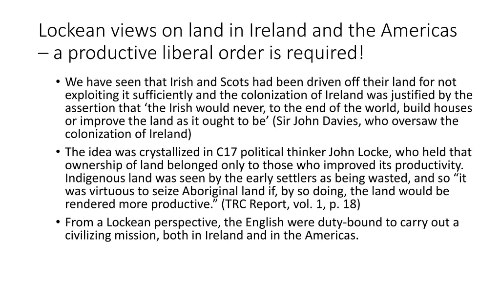 lockean views on land in ireland and the americas