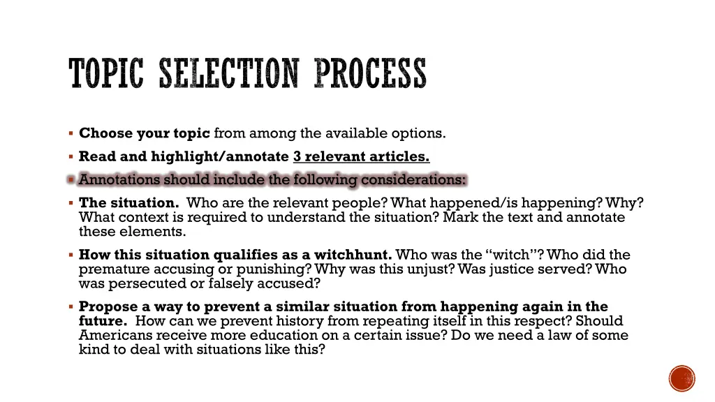 topic selection process