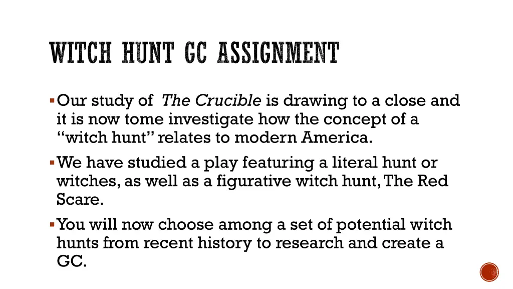 witch hunt gc assignment