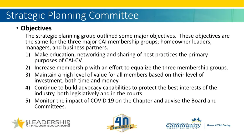 strategic planning committee objectives