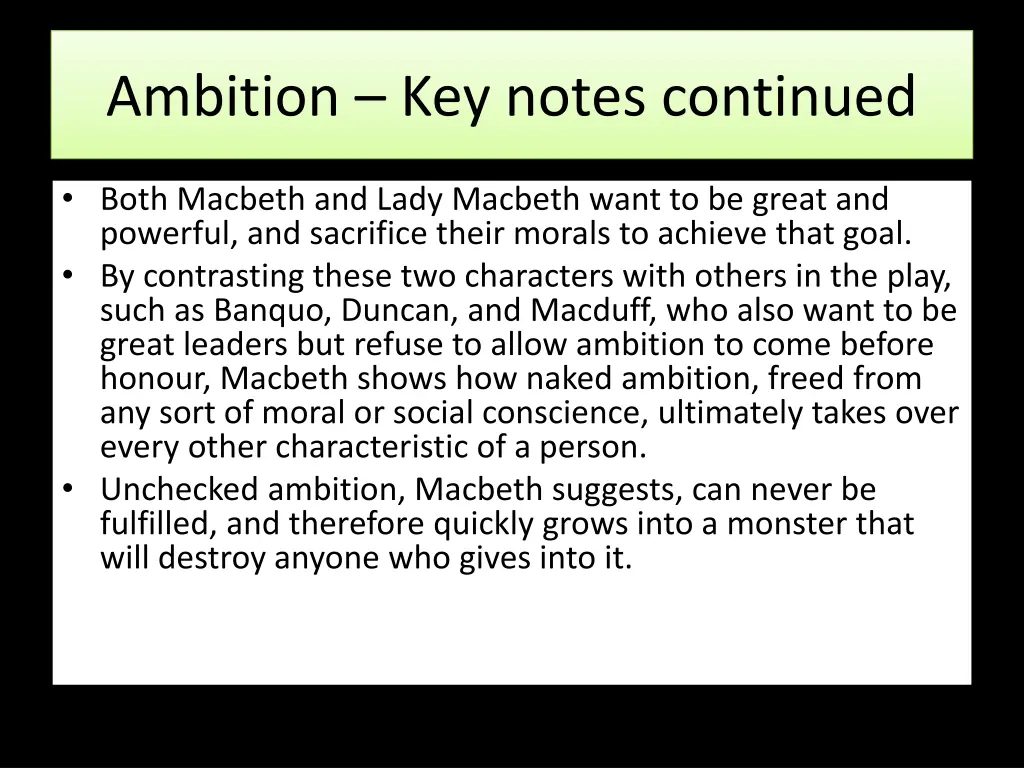 ambition key notes continued