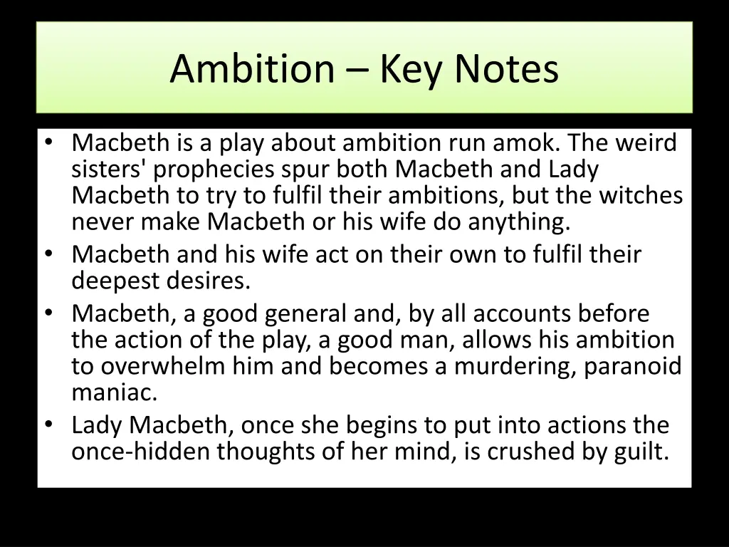 ambition key notes