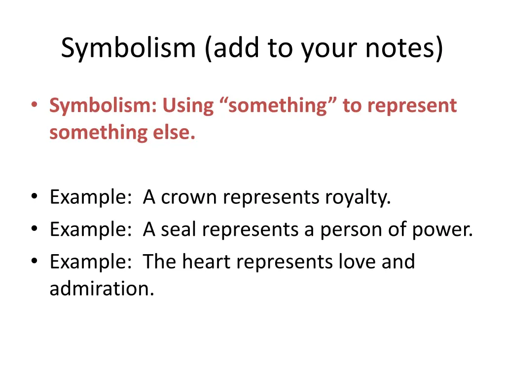 symbolism add to your notes