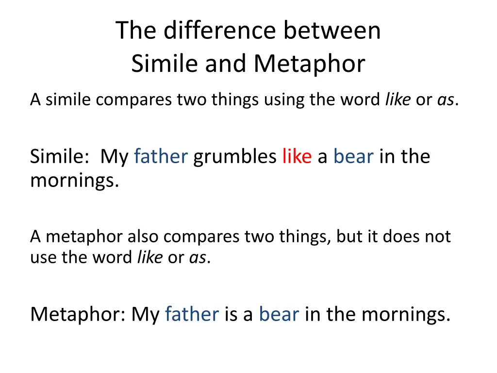 the difference between simile and metaphor