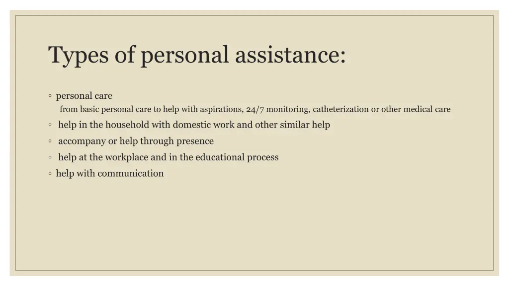 types of personal assistance