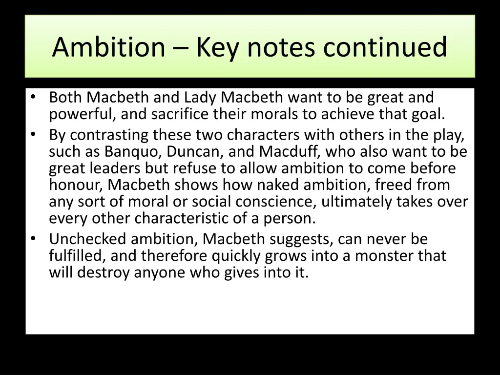 ambition key notes continued