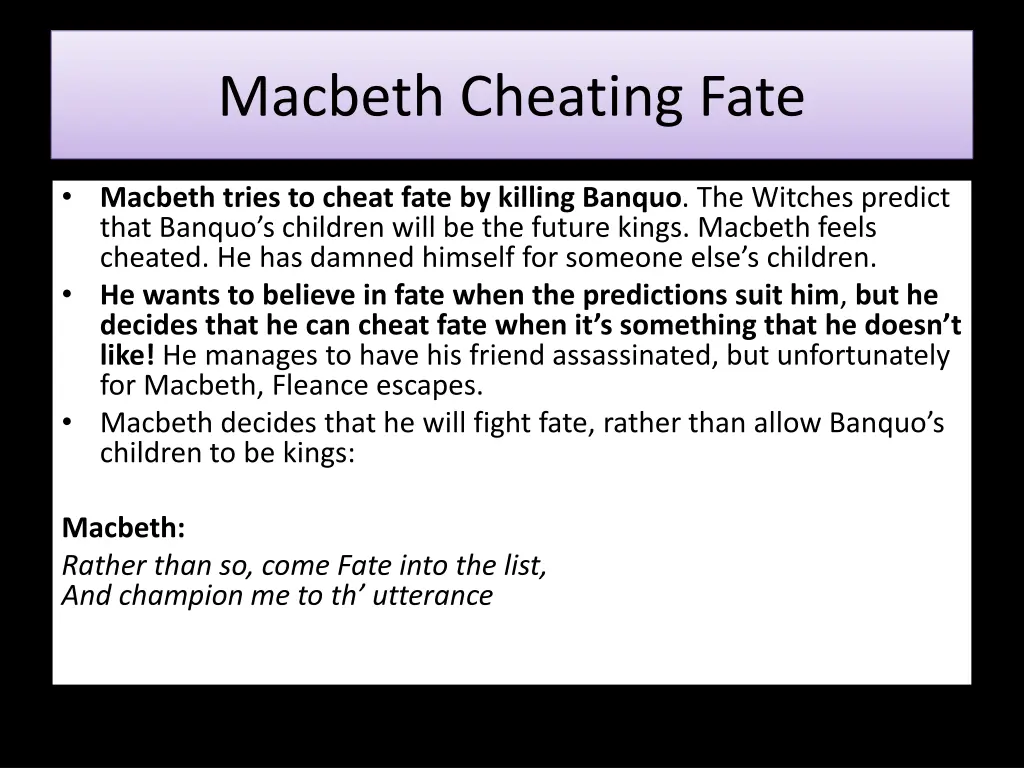 macbeth cheating fate