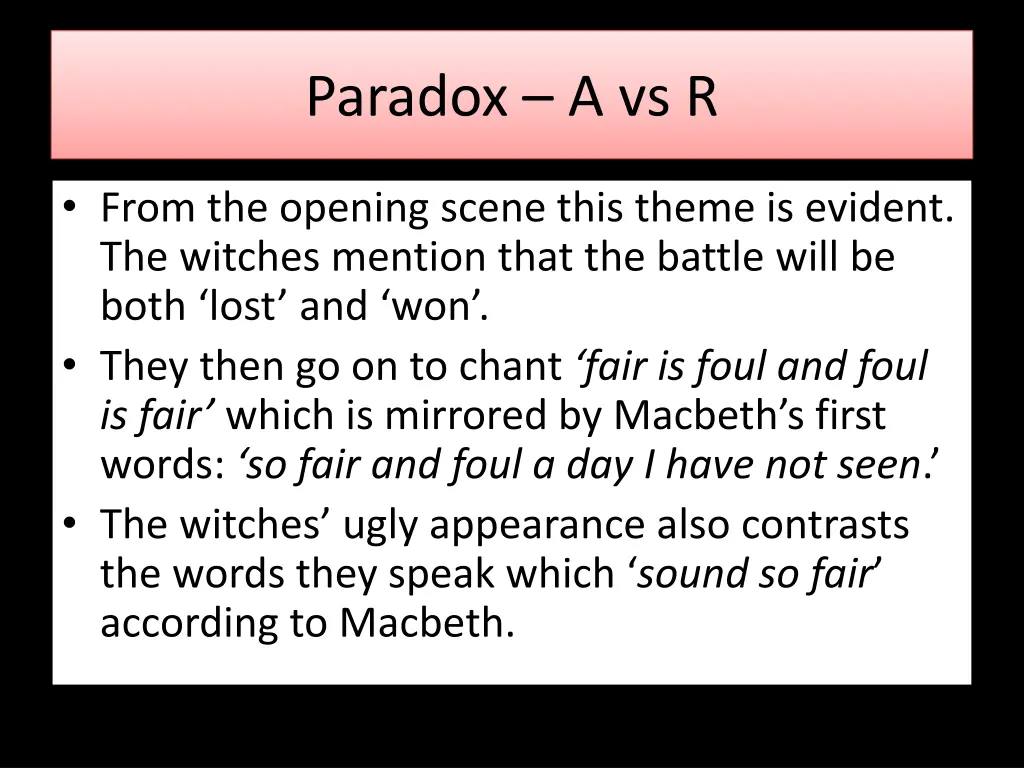 paradox a vs r