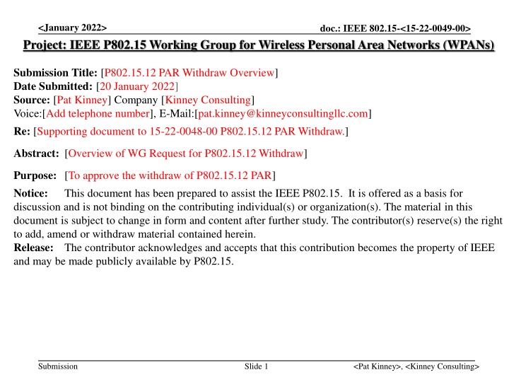 january 2022 project ieee p802 15 working group