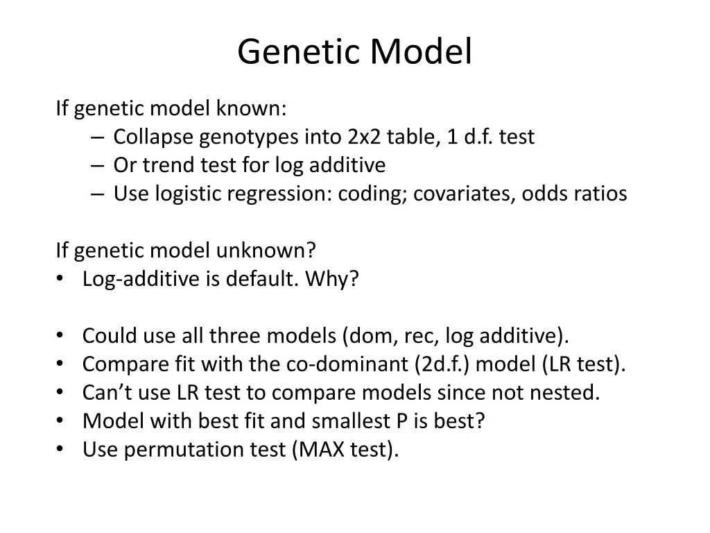 genetic model 1