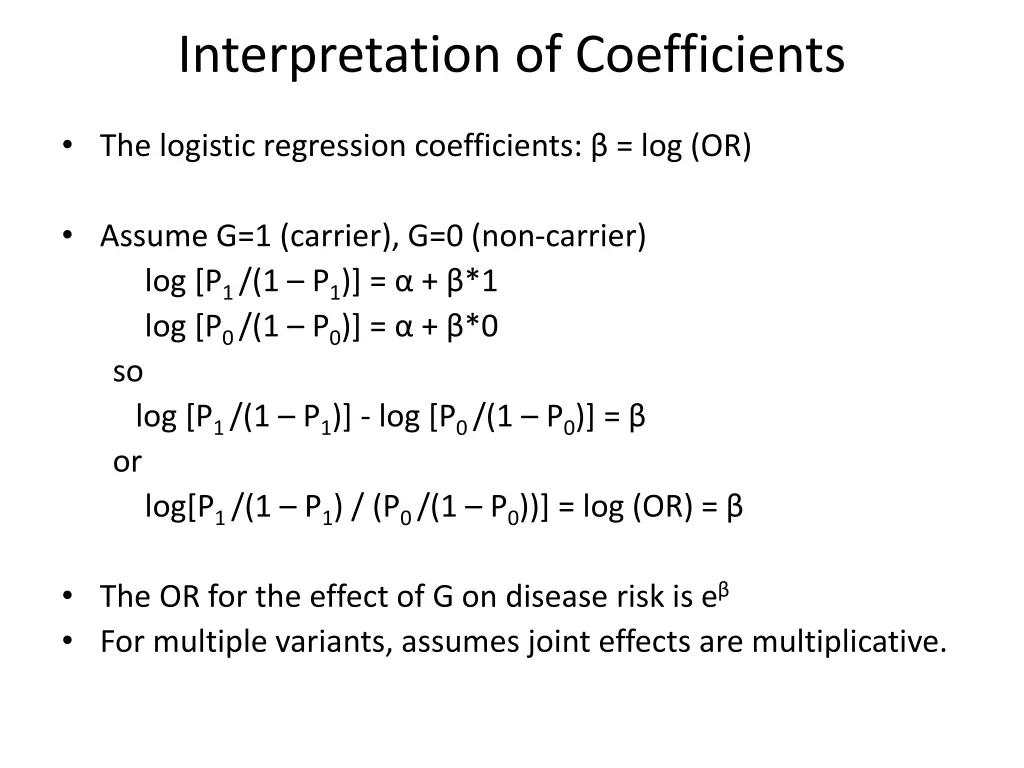 interpretation of coefficients