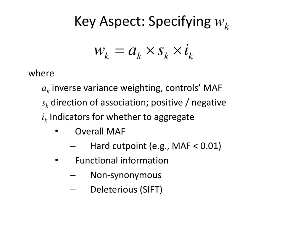 key aspect specifying w k a w