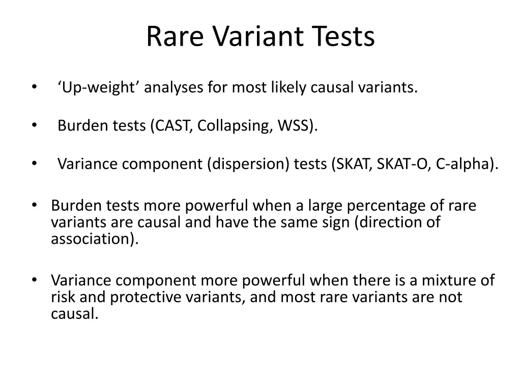 rare variant tests