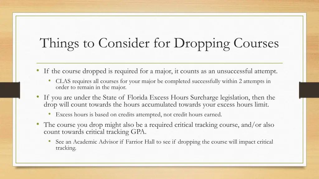 things to consider for dropping courses