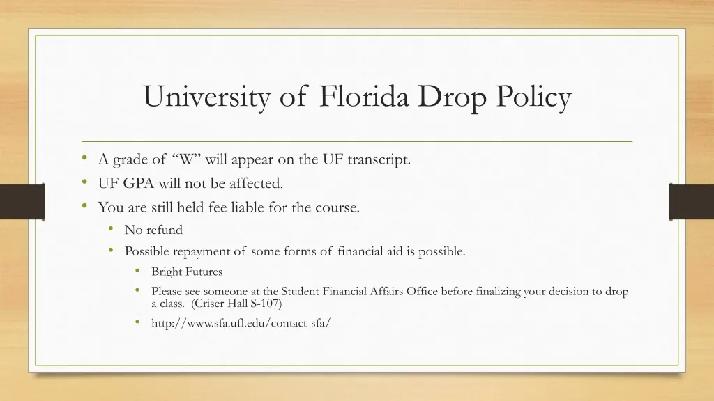 university of florida drop policy