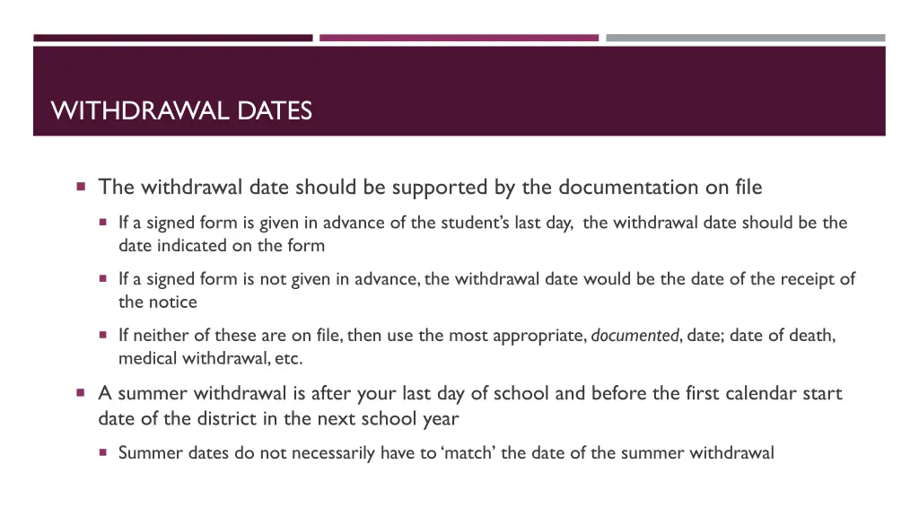 withdrawal dates 1