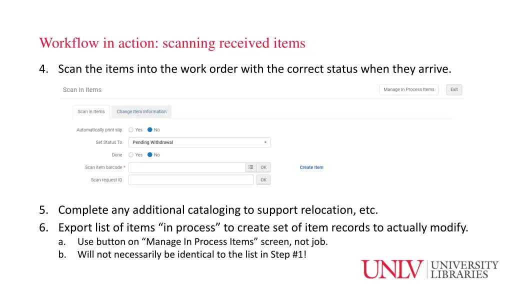 workflow in action scanning received items