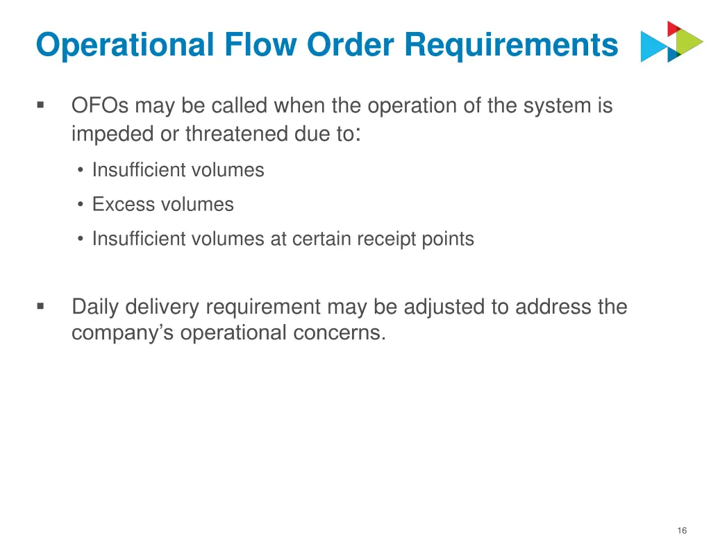 operational flow order requirements