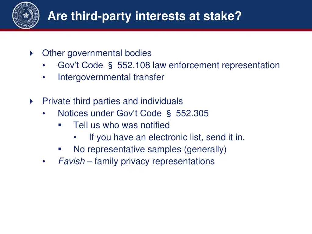 are third party interests at stake