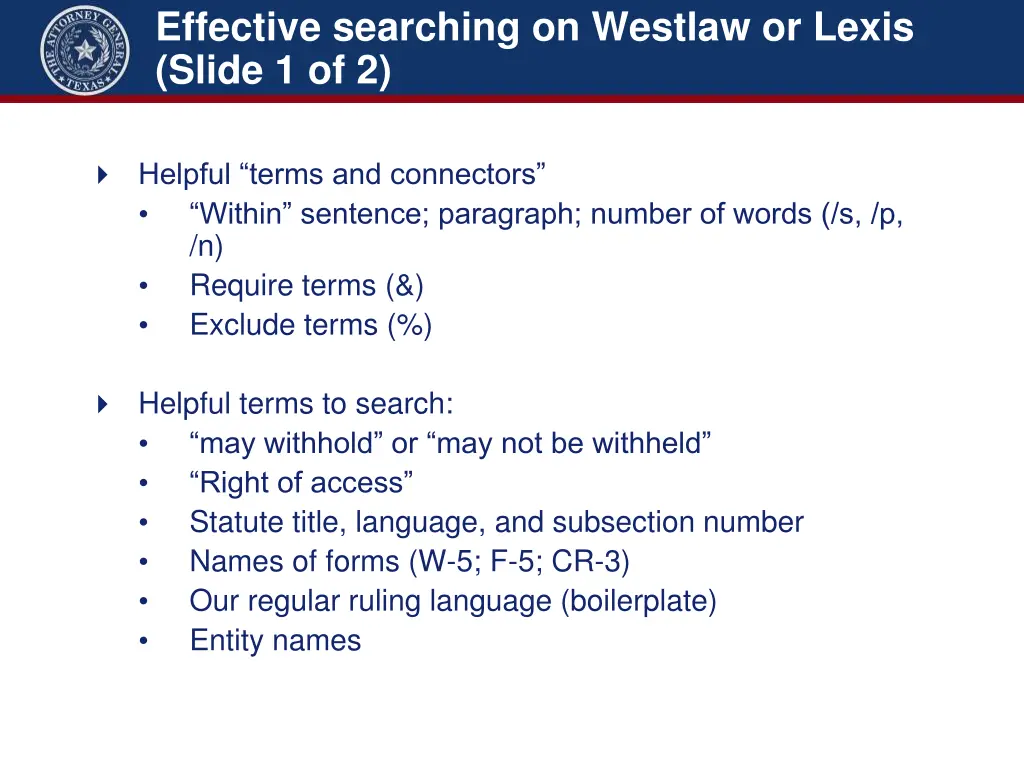 effective searching on westlaw or lexis slide