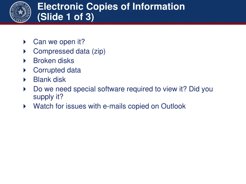 electronic copies of information slide 1 of 3