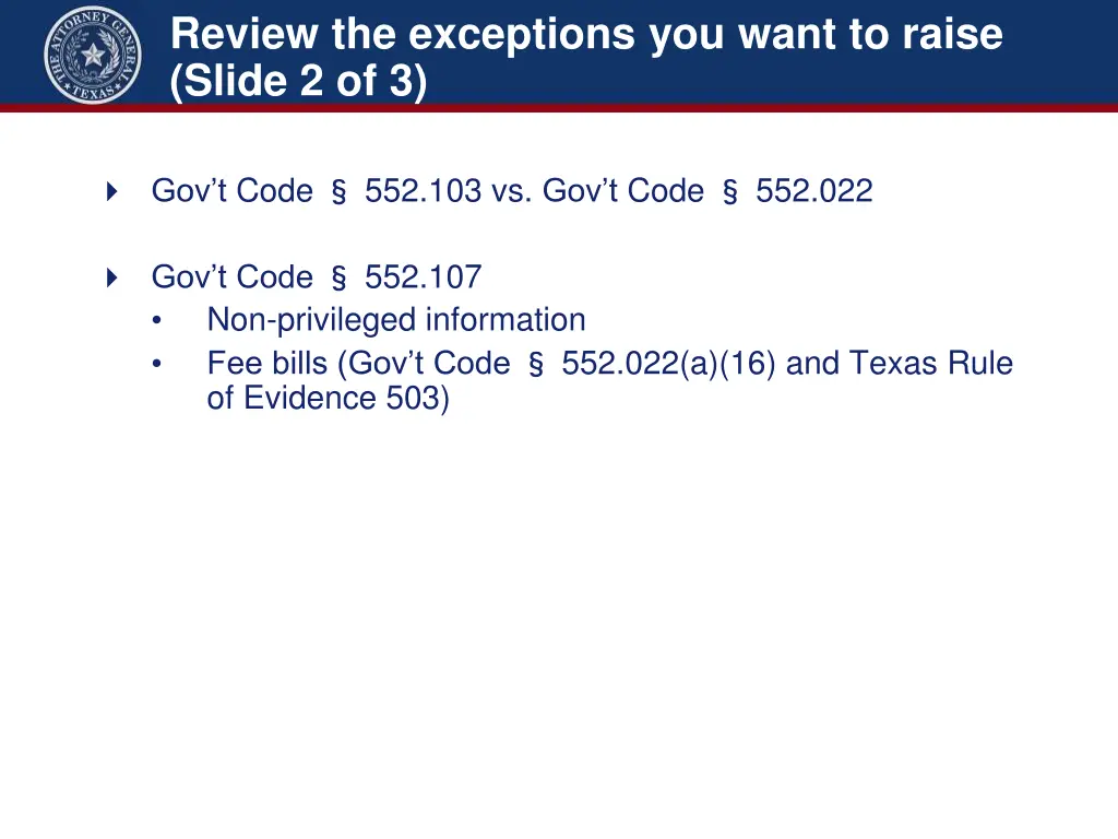 review the exceptions you want to raise slide 1