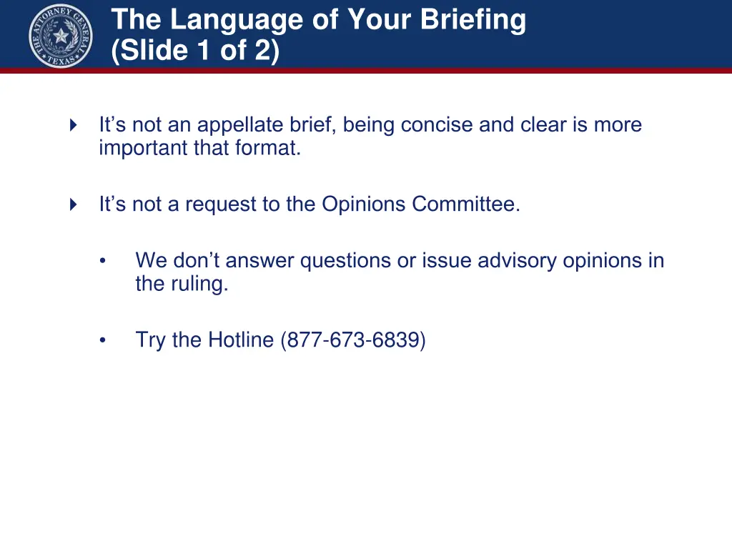 the language of your briefing slide 1 of 2