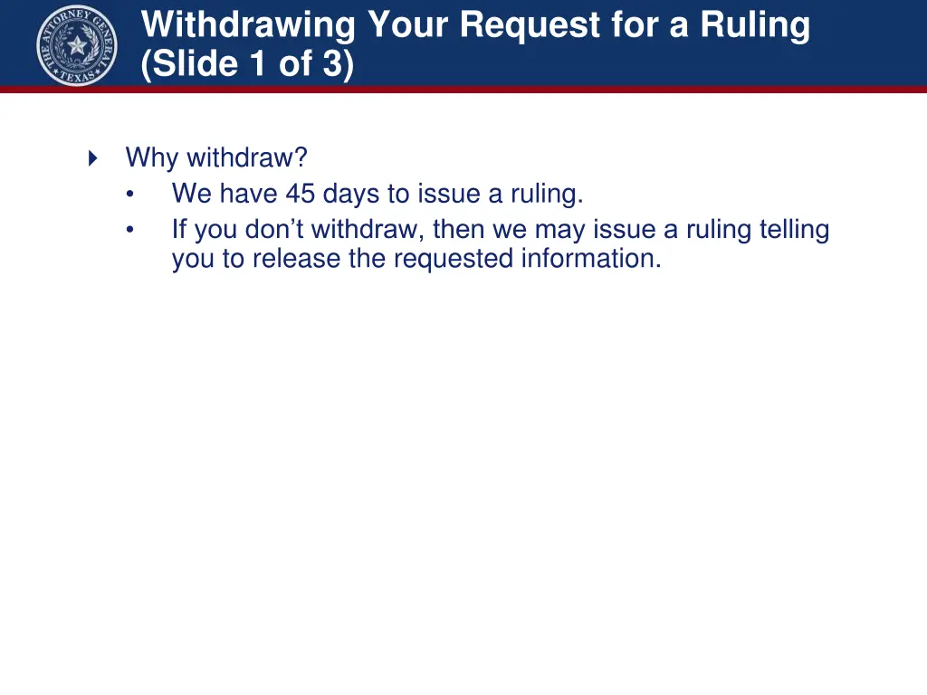 withdrawing your request for a ruling slide 1 of 3