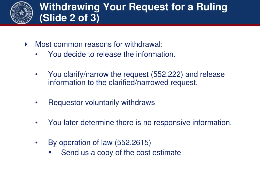 withdrawing your request for a ruling slide 2 of 3