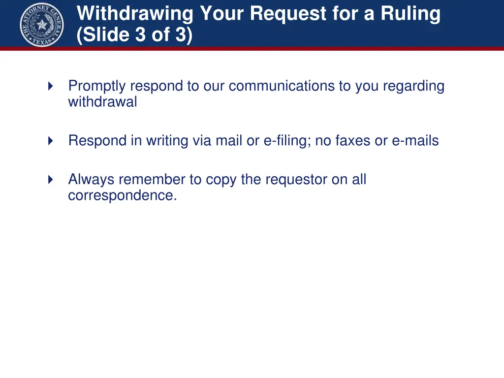 withdrawing your request for a ruling slide 3 of 3