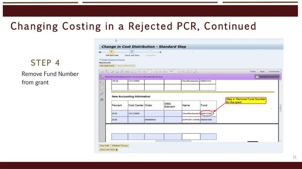 changing costing in a rejected pcr continued 2