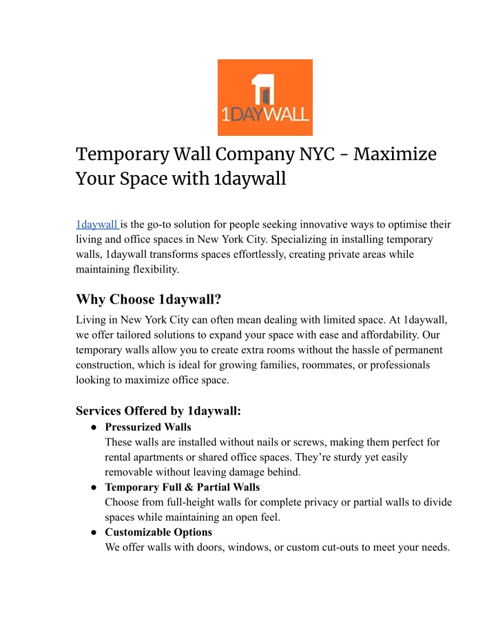 temporary wall company nyc maximize your space