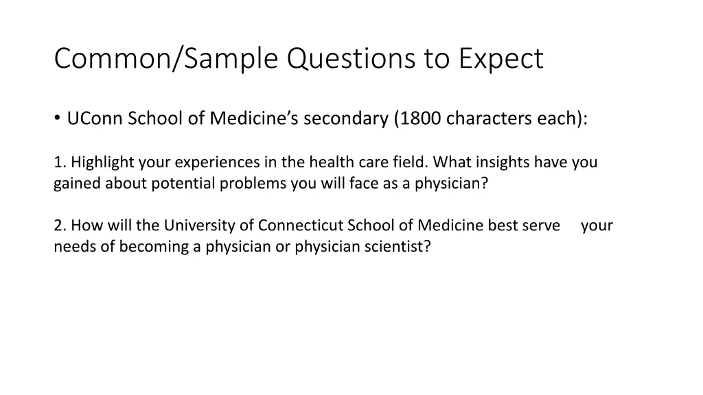 common sample questions to expect 1