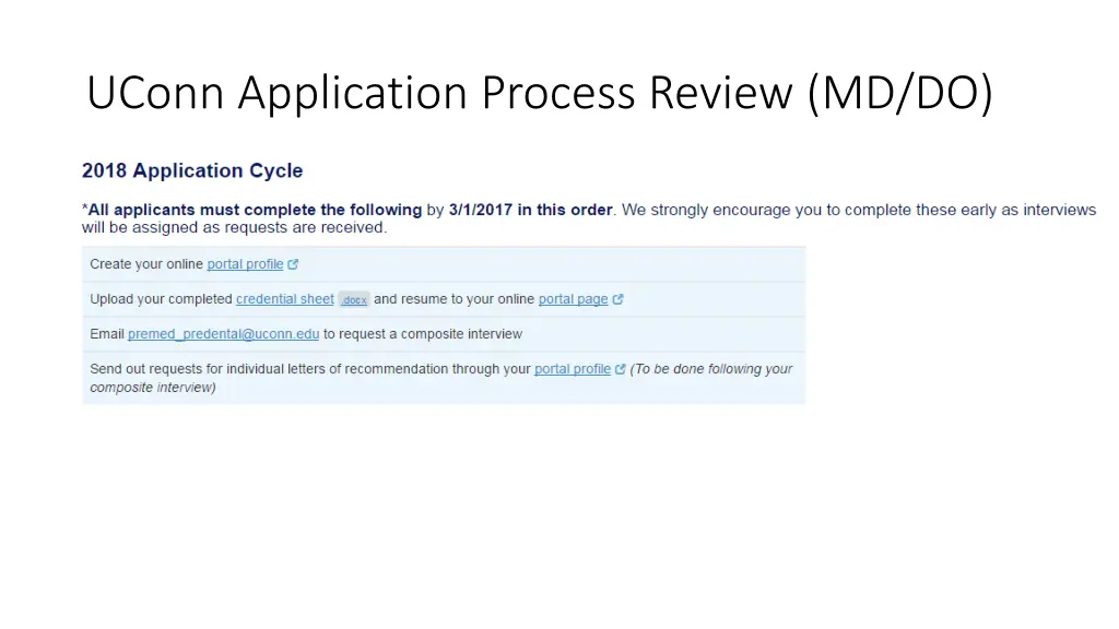 uconn application process review md do